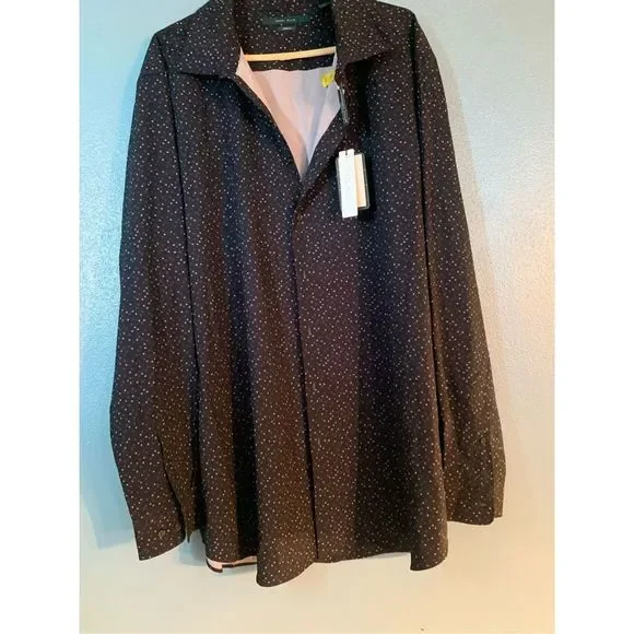 NWT Men's Perry Ellis Black Button Down Shirt Size 2XL - Picture 4 of 5